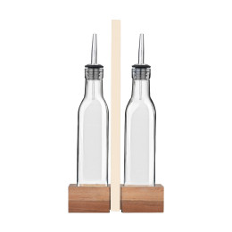 Estia Μπουκαλια για Λαδι /Ξυδι Allure 2x280ml με Ξυλινη Βαση