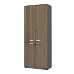 Ντουλάπα Γραφείου με Κλειδαριά Επαγγελματική Venturo Megapap Χρώμα Ανθρακί - Καρυδί 80x40x200εκ.