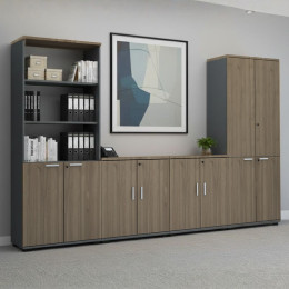 Ντουλάπι Γραφείου με Κλειδαριά Επαγγελματικό Venturo Megapap Χρώμα Ανθρακί - Καρυδί 80x40x80εκ.