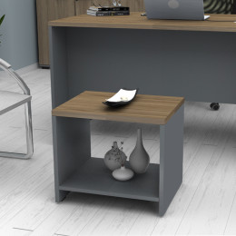 Τραπεζάκι Γραφείου Επαγγελματικό Venturo Megapap Χρώμα Ανθρακί - Καρυδί 60x60x45εκ.