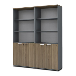 Βιβλιοθήκη Γραφείου με Κλειδαριά Επαγγελματική Venturo Megapap Χρώμα Ανθρακί - Καρυδί 160x40x200εκ.