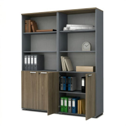 Βιβλιοθήκη Γραφείου με Κλειδαριά Επαγγελματική Venturo Megapap Χρώμα Ανθρακί - Καρυδί 160x40x200εκ.