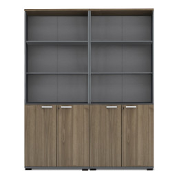 Βιβλιοθήκη Γραφείου με Κλειδαριά Επαγγελματική Venturo Megapap Χρώμα Ανθρακί - Καρυδί 160x40x200εκ.