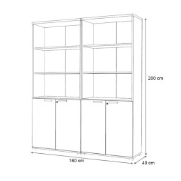 Βιβλιοθήκη Γραφείου με Κλειδαριά Επαγγελματική Venturo Megapap Χρώμα Ανθρακί - Καρυδί 160x40x200εκ.