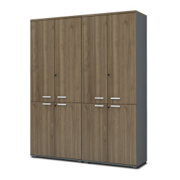 Ντουλάπα Γραφείου με Κλειδαριά Επαγγελματική Venturo Megapap Χρώμα Ανθρακί - Καρυδί 160x40x200εκ.