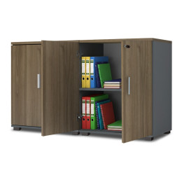 Ντουλάπι Γραφείου με Κλειδαριά Επαγγελματικό Venturo Megapap Χρώμα Ανθρακί - Καρυδί 160x40x80εκ.