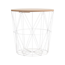 Βοηθητικο Τραπεζακι με Αποθηκευτικο Χωρο Λευκο