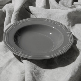 Estia Πιατο Βαθυ Athénée Πορσελανινο Αναγλυφο 23cm Grey