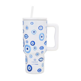 Estia Θερμος Straw Tumbler xl Save the Aegean 900ml Spirit of Luck