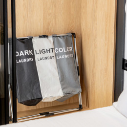 Καλαθι Απλυτων Πτυσσομενο 3 Θεσεων Μαυρο-Γκρι-Λευκο