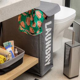 Estia Καλαθι Απλυτων με Ροδακια Γκρι