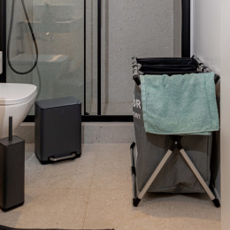 Καλαθι Απλυτων Πτυσσομενο 3 Θεσεων Μαυρο-Γκρι-Λευκο