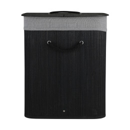 Estia Καλαθι Απλυτων Bamboo Essentials 60lt Πτυσσομενο Ορθογωνιο Μαυρο νεα Πλεξη