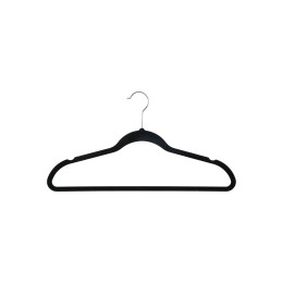 Estia Κρεμαστρα Ρουχων Αντιολισθητικh με Εγκοπες Βελουτε Μαυρο σετ 3 Τεμ.