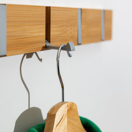Estia Κρεμαστρα Τοιχου Ξυλινη 40x5.5x1.8cm 4 Θεσεων με Αναδιπλουμενους Γαντζους