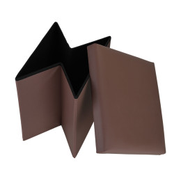 Estia Σκαμπο Cube Leather με Αποθηκευτικο Χωρο Καφε