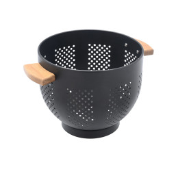 Estia Σουρωτηρι Ζυμαρικων Allure Μεταλλικο 22cm με Ξυλινες Λαβες Μαυρο