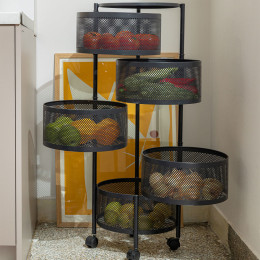 Estia Τρολεϊ Αποθηκευσης Μεταλλικο με 5 Συρταρια Μαυρο