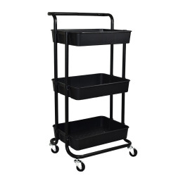 Τρολεϊ Αποθηκευσης Μεταλλικο 3 Επιπεδων 43x36x86cm Μαυρο