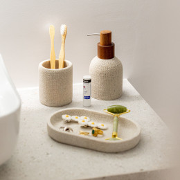 Estia Δισκος Μπανιου Jute Ρητινης Μπεζ 20x12.5x2.5cm