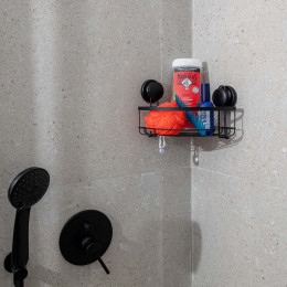 Estia Εταζερα με Βεντουζες Γωνιακη Μαυρη