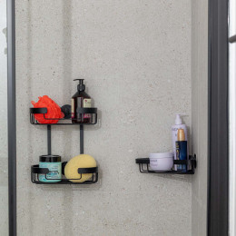 Estia Εταζερα Αλουμινιου Stance με Aytokoλλητο Διπλης Οψης Ισια 2 Θεσεων 25x13x28.5cm Μαυρη