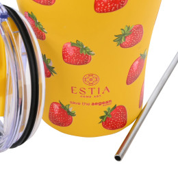 Estia Θερμος Coffee mug Save the Aegean 350ml berry Bright
