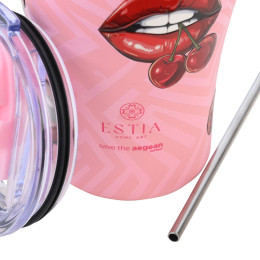 Estia Θερμος Coffee mug Save the Aegean 350ml blush pop