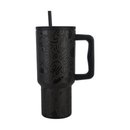 Estia Θερμος Straw Tumbler xl Save the Aegean 900ml Noir Echo