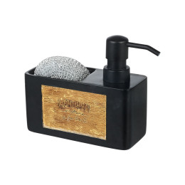 Δοχειο Υγρου Πιατων 120ml με Θηκη για Σφουγγαρι Μαυρο