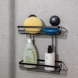 Estia Εταζερα με Βεντουζες Ισια 2 Θεσεων Μαυρη