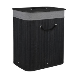 Estia Καλαθι Απλυτων Bamboo Essentials 60lt Πτυσσομενο Ορθογωνιο Μαυρο νεα Πλεξη
