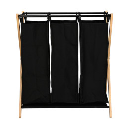 Estia Καλαθι Απλυτων Bamboo Essentials 102lt 3 Θεσεων 68x40x76cm Μαυρο