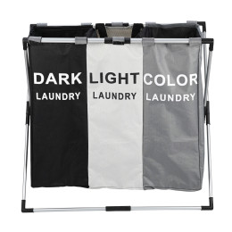 Καλαθι Απλυτων Πτυσσομενο 3 Θεσεων Μαυρο-Γκρι-Λευκο