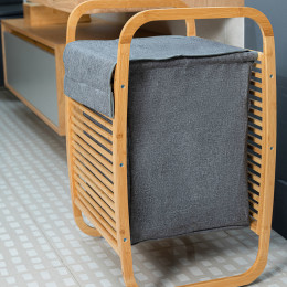 Estia Καλαθι Απλυτων Bamboo με Θηκη Πολυεστερα 40x35x60.5cm