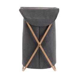 Estia Καλαθι Απλυτων Bamboo Essentials 40x40x70cm με Θηκη Πολυεστερα Πτυσσομενο Γκρι