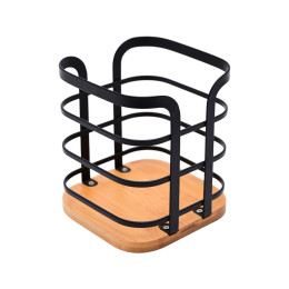 Estia Θηκη για Κουταλες Bamboo Μεταλλικη 12x12x14.5cm Μαυρη
