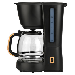 Estia Καφετιερα Φιλτρου oak Πλαστικη 1000w με Γυαλινη Κανατα 1.25lt Μαυρη