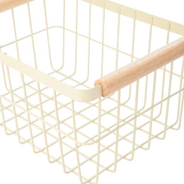 Estia Καλαθι Οργανωσης Allure Μεταλλικο με Ξυλινες Λαβες 33x22x15 Ivory