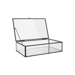 Estia Κουτι Οργανωσης Γυαλινο με Καθρεπτη & Μαυρο Μεταλλικο Πλαισιο 24x14x6cm