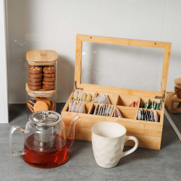 Estia Κουτι Αποθηκευσης Βαμβοο 8 Θηκες 31x19x9cm με Καπακι