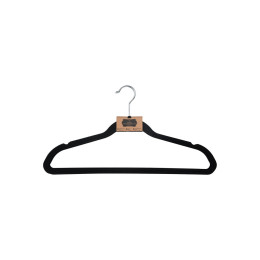 Estia Κρεμαστρα Ρουχων Αντιολισθητικh με Εγκοπες Βελουτε Μαυρο σετ 3 Τεμ.