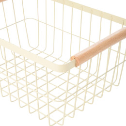 Estia Καλαθι Οργανωσης Allure Μεταλλικο με Ξυλινες Λαβες 28x20x14 Ivory