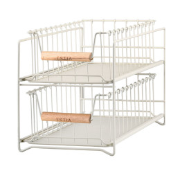 Estia Καλαθι Οργανωσης Allure Μεταλλικο 2 Επιπεδων Συρταρωτο Ivory