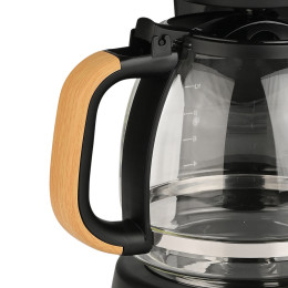 Estia Καφετιερα Φιλτρου oak Πλαστικη 1000w με Γυαλινη Κανατα 1.25lt Μαυρη