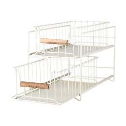 Estia Καλαθι Οργανωσης Allure Μεταλλικο 2 Επιπεδων Συρταρωτο Ivory