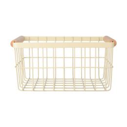 Estia Καλαθι Οργανωσης Allure Μεταλλικο με Ξυλινες Λαβες 28x20x14 Ivory