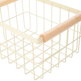 Estia Καλαθι Οργανωσης Allure Μεταλλικο με Ξυλινες Λαβες 24x18x13  Ivory