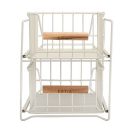 Estia Καλαθι Οργανωσης Allure Μεταλλικο 2 Επιπεδων Συρταρωτο Ivory