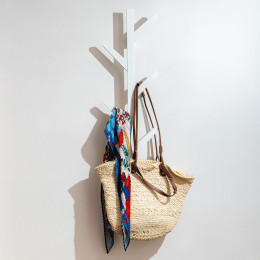 Estia Κρεμαστρα Τοιχου Bamboo Καθετη 6 Θεσεων με Πλακε Γαντζους Λευκη